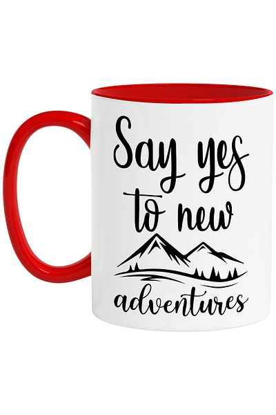 StoryGift Romania Mug with mountain landscape and the message that urges you to say yes to new adventures, With ,STG