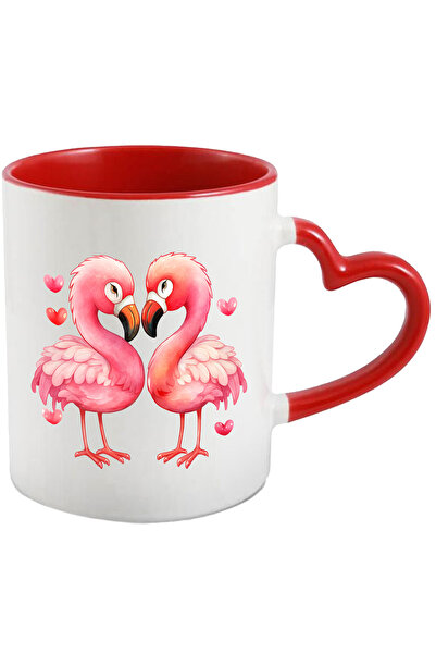 StoryGift Romania Cana cu 2 pasari Flamingo care formeaza o inima cu gaturile...