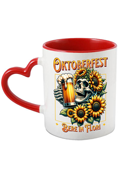 StoryGift Romania Cana Oktoberfest, Bere în Flori schelete cu halba de bere, 330ml, Ceramica cu Ma, Cu ,STG