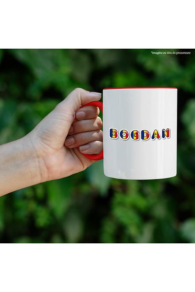 StoryGift Romania Mug With Name Bogdan, Romania, Supporter, Romanian Flag, Patriot, 330ml, Wax, With