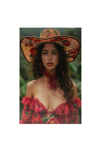 StoryGift Romania Tablou Canvas Păr Ondulat Șaten Și Bluză Cu Decolteu Și Mod...