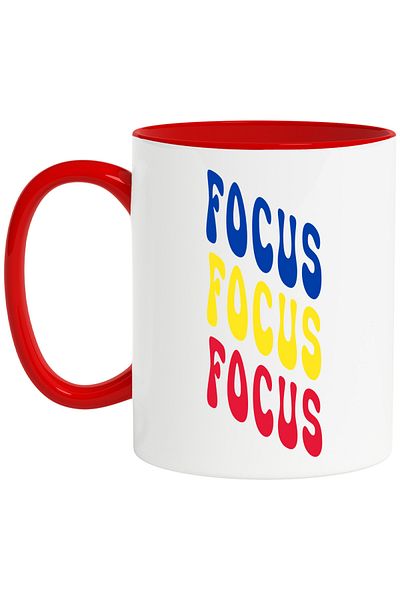 StoryGift Romania Mug The Word Focus, in the Colors of the Romanian Flag, Red, Yellow, Blue, Tex, With, STG.