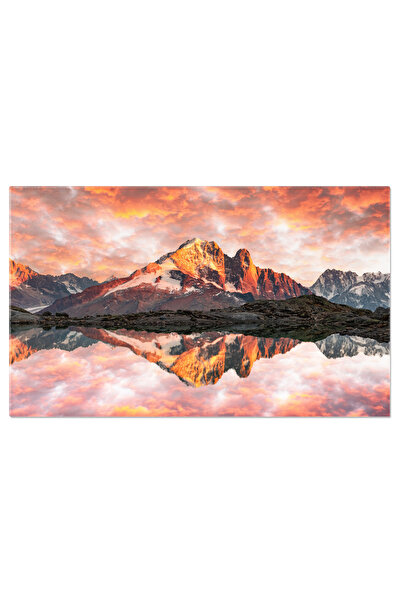 StoryGift Romania Tablou Canvas Apus De Soare Colorat Peste Lacul Blanc In Alpii Frantei Munti, Lac Blanc, Chamon