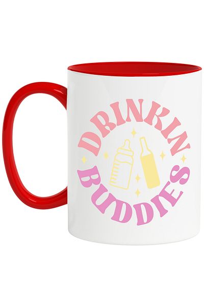 StoryGift Romania Mug with the text in English "Drinkin' buddies" - drinking buddies bottle c, Cu,STG.