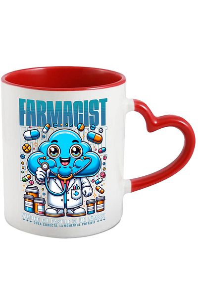 StoryGift Romania Mug Cloud in medical suit Text Pharmacist, Correct dose, at the right time, With,STG