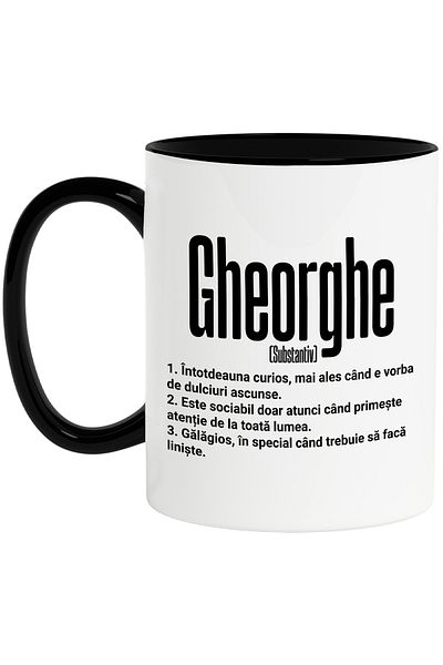 StoryGift Romania Mug With The Name Gheorghe, With Funny Message, Curious, Sociable, Noisy, 330ml, Ce, Cu,STG