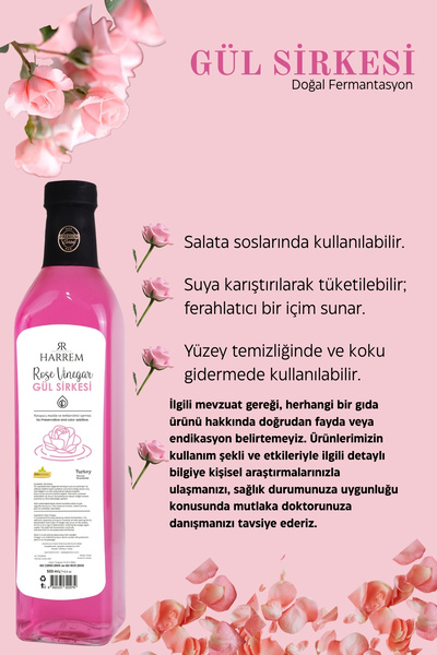 Harrem Gül Sirkesi Doğal Fermantasyon 500 ml