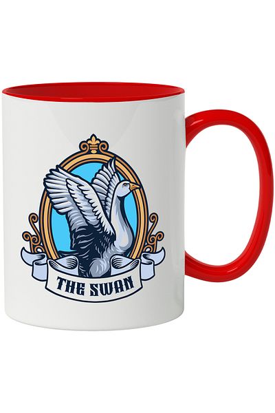 StoryGift Romania Mug With Message In English The Swan, Swan, Emblem, Frame, Multicolor 330 ml, Sky, With, STG