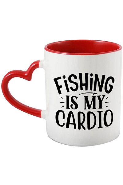 StoryGift Romania Mug for those who are passionate about fishing with the message "Fishing is my cardio" - "sport", With ,STG.