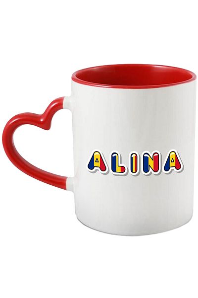 StoryGift Romania Mug With Name Alina, Romania, Supporter, Romanian Flag, Patriot, 330ml, Ceram, With, STG