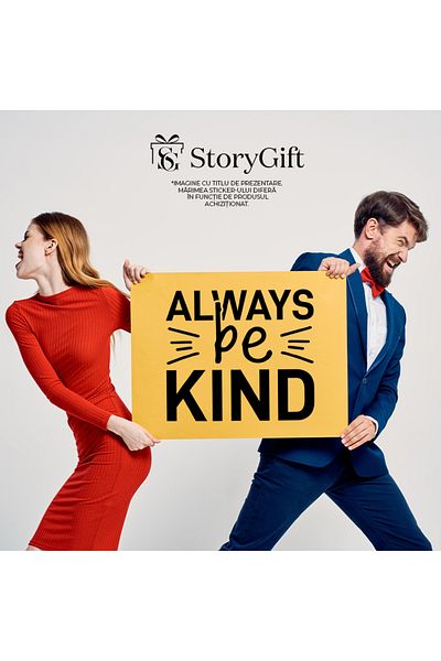 StoryGift Romania Sticker Adeziv 90CM Exterior cu mesajul "Fii buna mereu" , Vinyl Negru, 90 cm