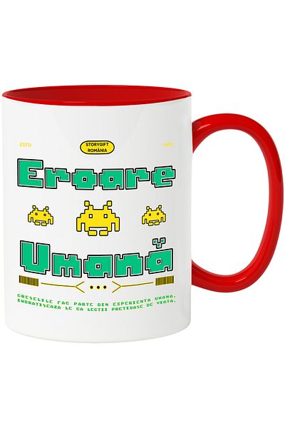 StoryGift Romania Video game mug virtual world lovers Human Error, 330ml, Ceramic with Handle, With, STG