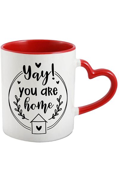 StoryGift Romania Mug for a person who was expected to arrive home with Red Heart Handle, With,STG.