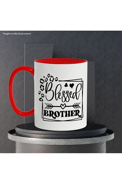 StoryGift Romania Mug with hearts and the text in English "Blessed brother" - blessed brother, with, STG