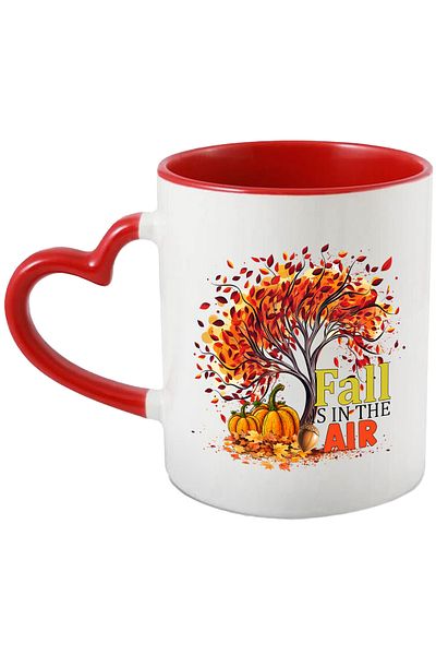 StoryGift Romania Mug with a shaking tree with the message "Fall is in the air", autumn, illustr, With ,STG
