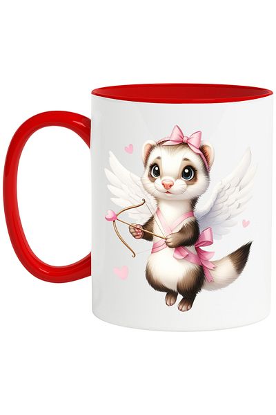 StoryGift Romania Cupid ferret mug | illustration | wings | flying | archery | heart, With ,STG