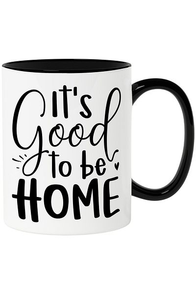 StoryGift Romania Mug with a heart and the message "It's good to be home" - return with Black Handle, With ,STG
