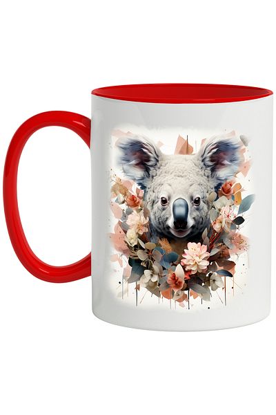 StoryGift Romania Koala Bear Mug, Flowers, Leaves, Abstract Illustration, Multicolor 330 ml, Ceram, With ,STG