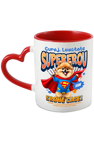 StoryGift Romania Cana cu pomeranian Pisica In Costum de SuperMan cu Pelerina...