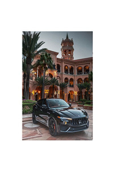StoryGift Romania Tablou Canvas Maserati Levante De Culoare Neagra Langa Un H...