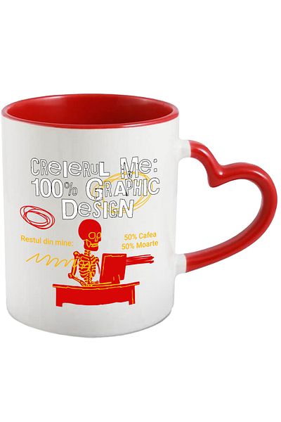 StoryGift Romania My Brain Mug graphic design, coffee, skeletons, 330ml, Ceramic with Ini Handle, With, STG.