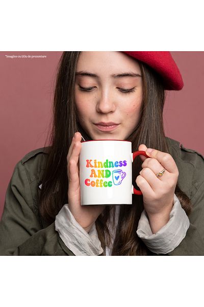 StoryGift Romania Mug for coffee lovers with the text in English "Kindness and coffee" - good, With,STG.