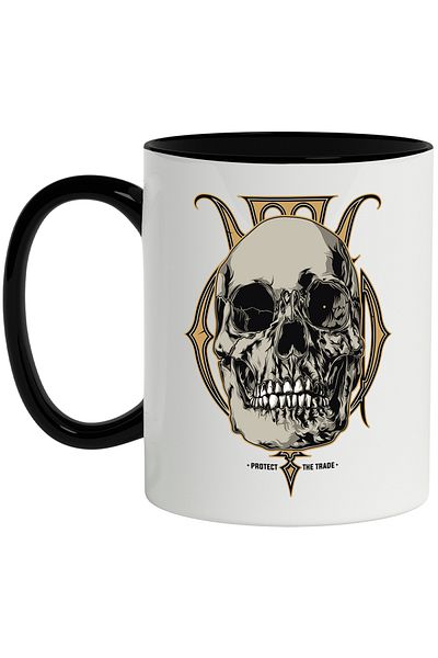 StoryGift Romania Mug With Message In English Protect The Trade, Skull, Teeth, Multicolor 330 ml, Ce, Cu, STG