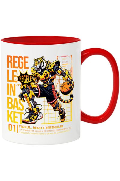 StoryGift Romania Mug Tiger - King in Basketball, Basketball Court, 330ml, Ceramic with R Handle, With, STG