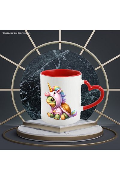 StoryGift Romania Mug with a turtle dressed as a unicorn, illustration, for children,, With ,STG