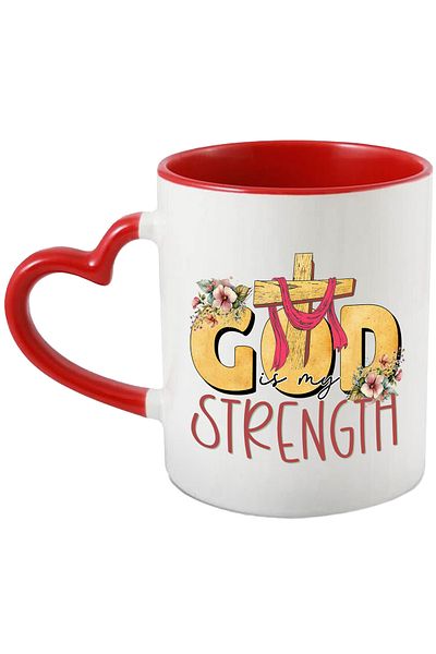 StoryGift Romania Mug with the message "God is my strength", religion, illustration, faith, God is, With, STG