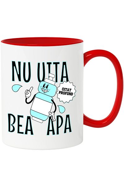StoryGift Romania Mug don't forget to drink water hydration, deep quote, 330ml, Ceramic with Red Handle, With Handle, STG