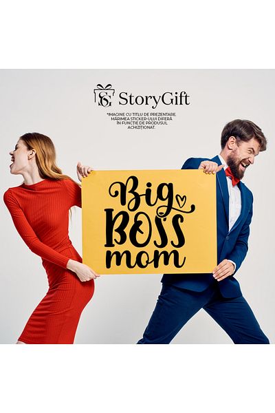 StoryGift Romania Sticker Adeziv 90CM Exterior cu inimioara pentru o mama patroana - iubita , Vinyl Negru, 90 cm