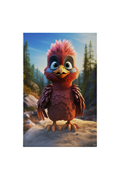 StoryGift Romania Tablou Canvas: Cartoon Bird Pasare Din Desene Cu Pene Color...