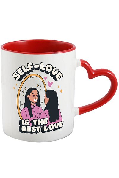 StoryGift Romania Mug With English Message Self-Love Is The Best Love, Mirror, Multicolor 330 ml,, With ,STG