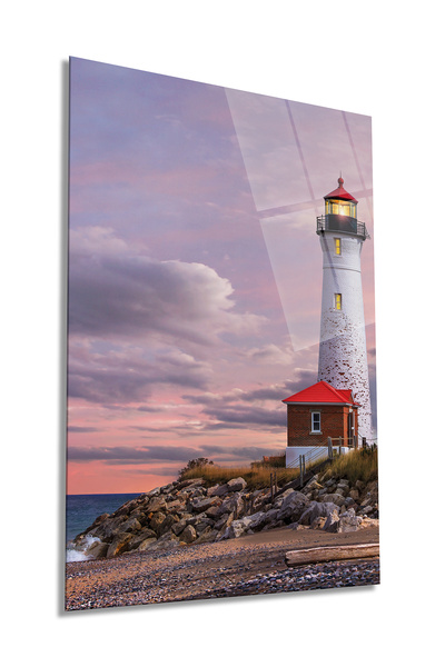 Rosyvien Kuća i svetionik, vertikalna staklena slika, dekoracija zidova za do...