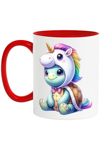 StoryGift Romania Mug with a turtle with a unicorn hat | illustration | for children, With ,STG