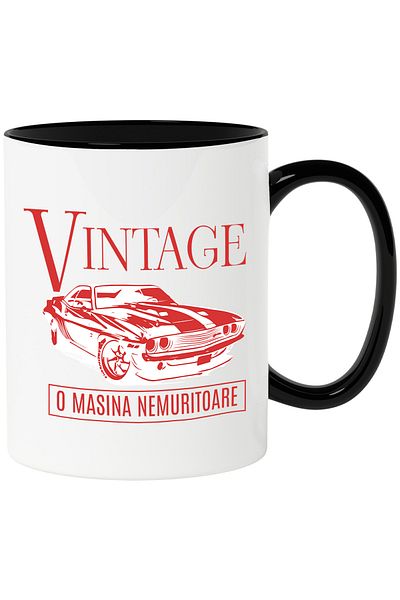 StoryGift Romania Mug vintage classic car immortal speed, 330ml, Ceramic with Black Handle, With Ma,STG