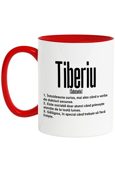 StoryGift Romania Mug With The Name Tiberius, With Funny Message, Curious, Sociable, Noisy, 330ml, Sky, With,STG.
