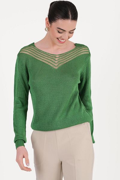 Spazio Eggert Front Back Collar V Hole Knitted Loose Knitwear Green