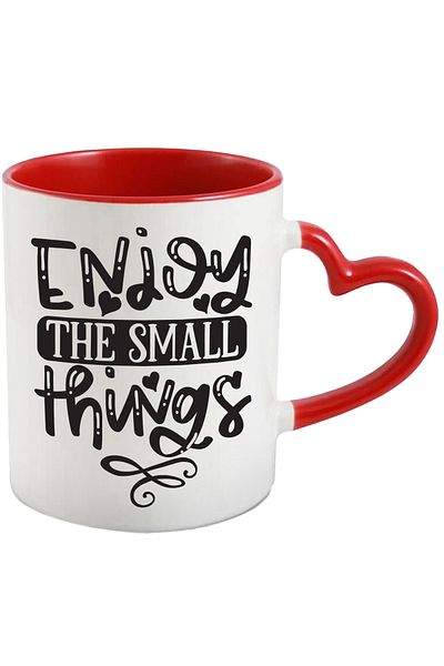 StoryGift Romania Mug with hearts and the text "Enjoy the small things" - enjoy the little things, With ,STG