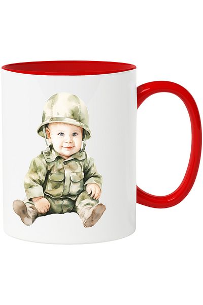 StoryGift Romania Mug with a child in a soldier costume | illustration | military training | opera, With ,STG