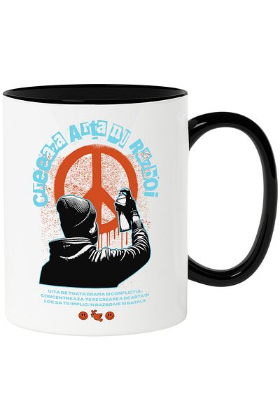 StoryGift Romania Create Art Not War Mug - Streetwear, Graffiti, 330ml, Ceramic with Handle, With, STG