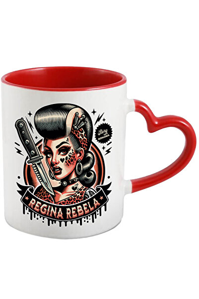 StoryGift Romania Cana regina rebela femeie cu cutit sui tatuaje, 330ml, Cera...