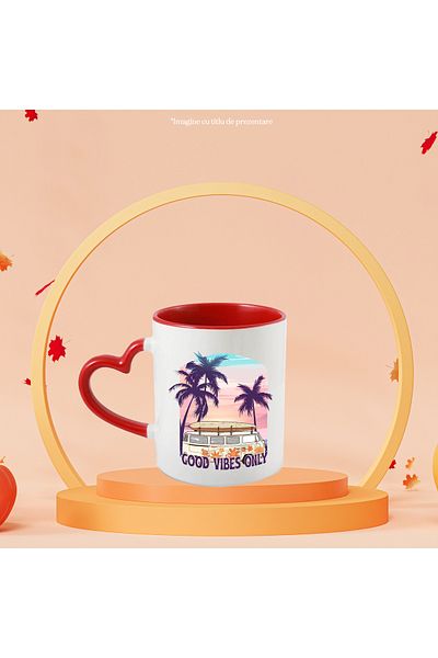 StoryGift Romania Mug with the message "Good vibes only", summer, vacation, relaxation, holiday, illustration, With ,STG
