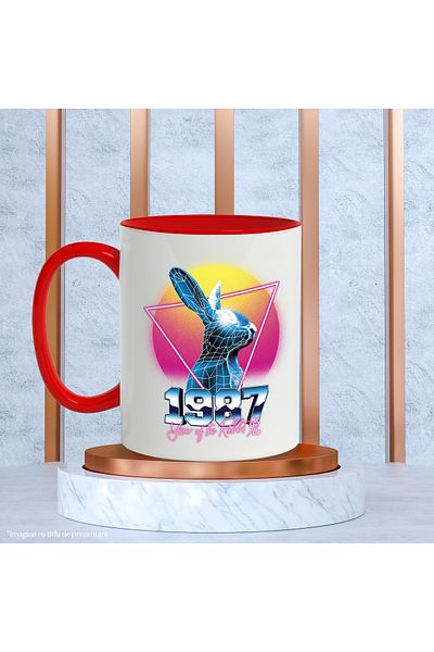 StoryGift Romania Mug With Message In English 1987 Year Of The Rabbit, Rabbit, Multicolor 330 ml, Sky, With ,STG