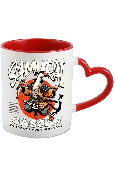 StoryGift Romania Mug Samurai Goose assassin duck ninja cartoon, 330ml, Ceramic with Handle, With,STG