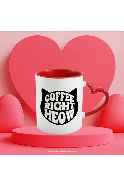 StoryGift Romania Mug for cat and coffee lovers with the text "Coffee right meow" - cafe, Cu,STG.