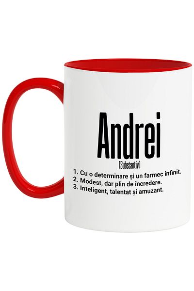 StoryGift Romania Mug With Name Andrei, Determination, Modest, Intelligent, Funny, Personalized, C, With, STG.