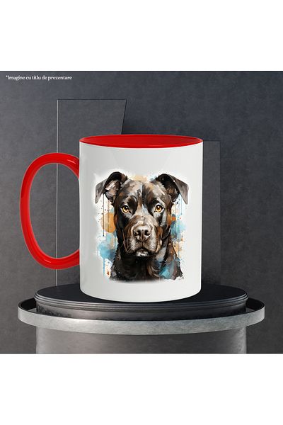 StoryGift Romania Puppy Mug, Dog Lovers, Watercolor, Ears, Multicolor 330 ml, Ceramic, With ,STG