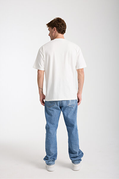 Tarz Cool Чоловіча біла футболка з великим коміром, з вишивкою Nothing